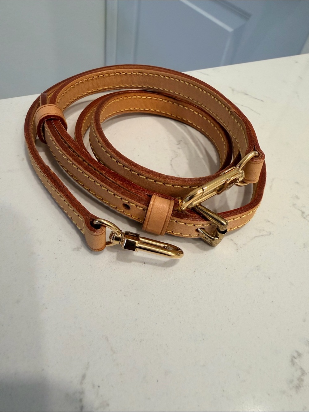 Louis Vuitton Natural Vachetta Leather Strap with Gold Hardware